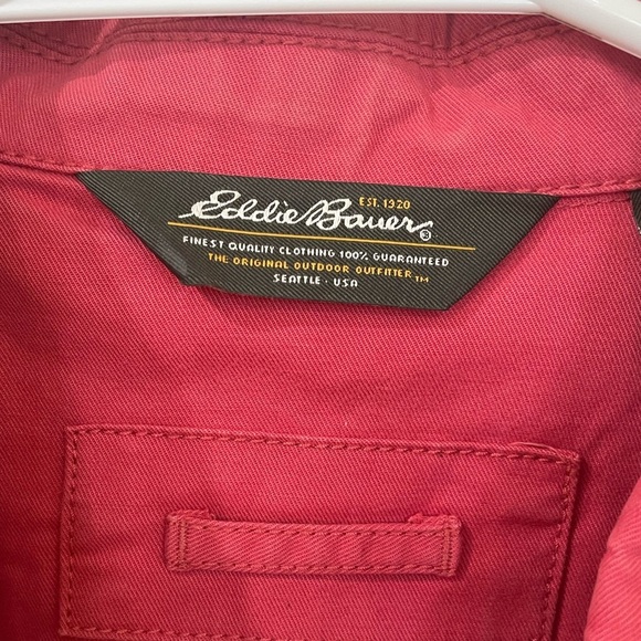 Eddie Bauer Red Utility Jacket with Buttons Petite - Picture 2 of 9